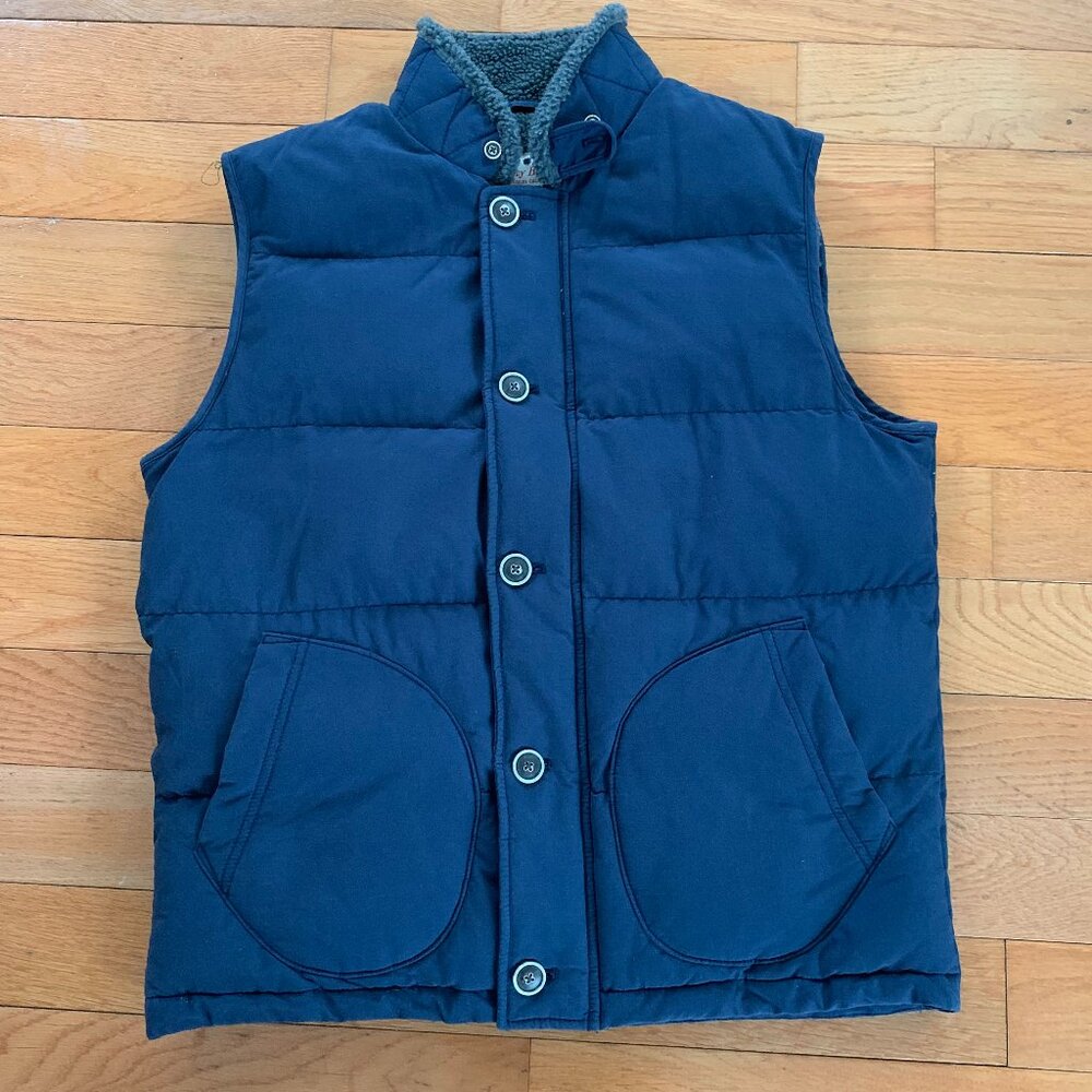 Lucky Brand LA Puffer Vest Blue Men's L Full Zip + Buttons